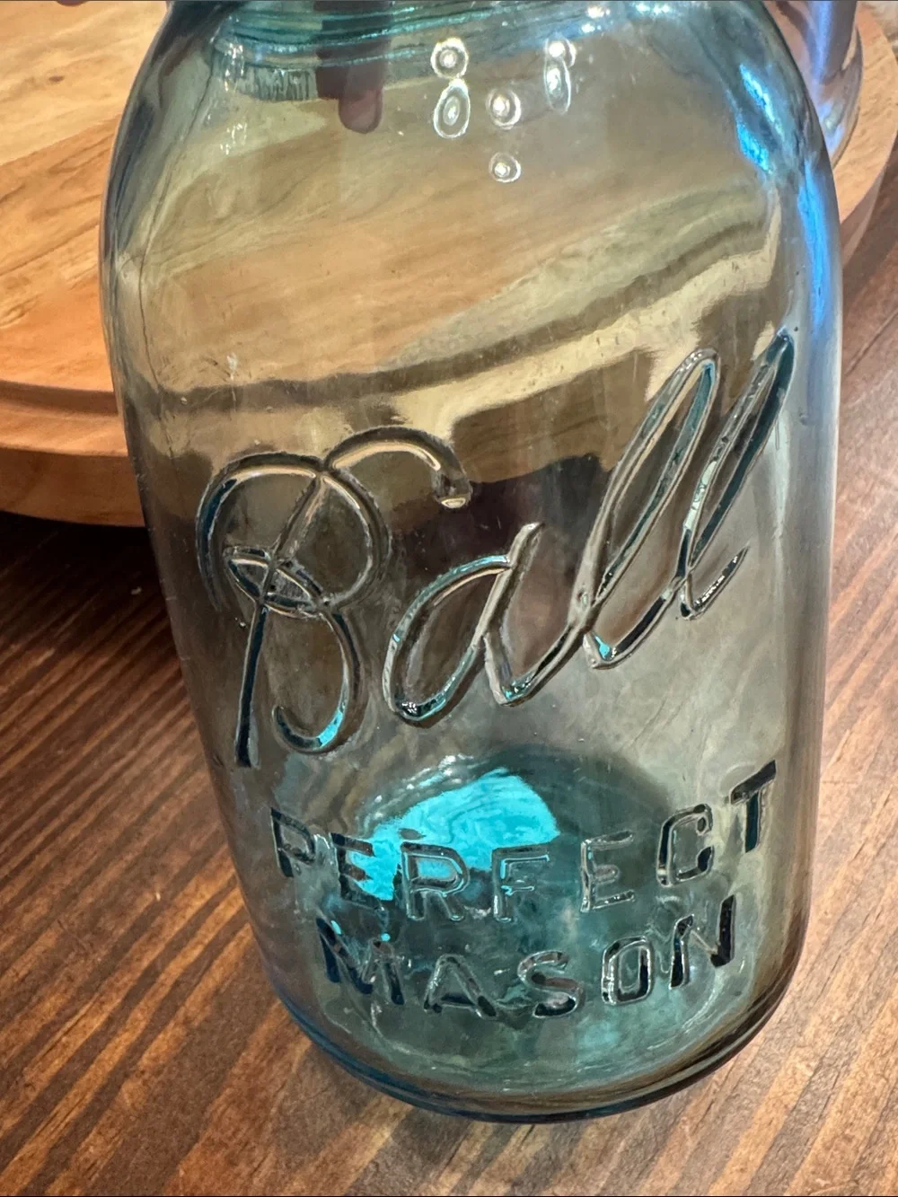 Ball Aqua Blue Glass Mason Jar - Classic Storage vintage Jar #13